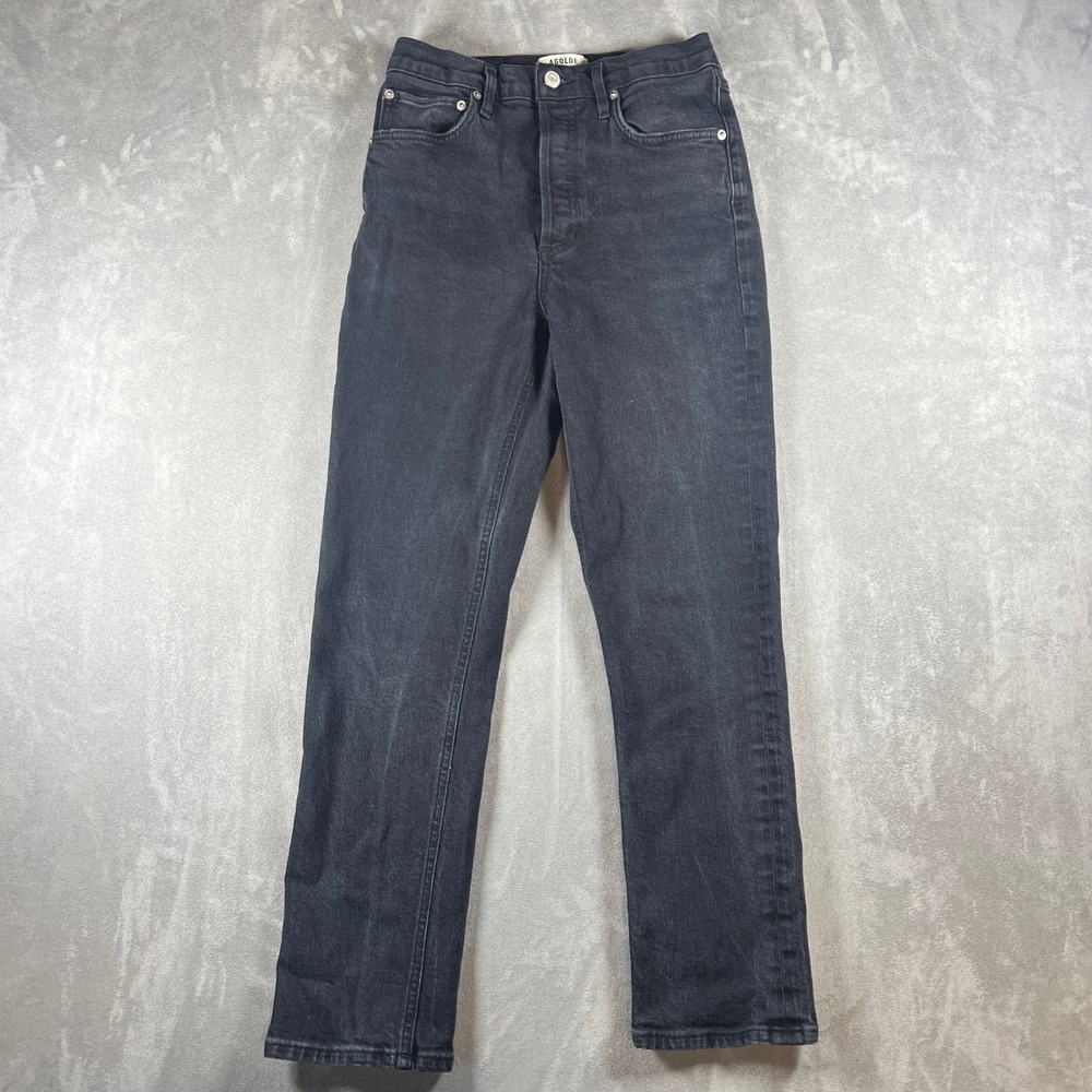 AGOLDE Riley High Rise Straight Jeans Womens 26 Washed Black A056B-1084